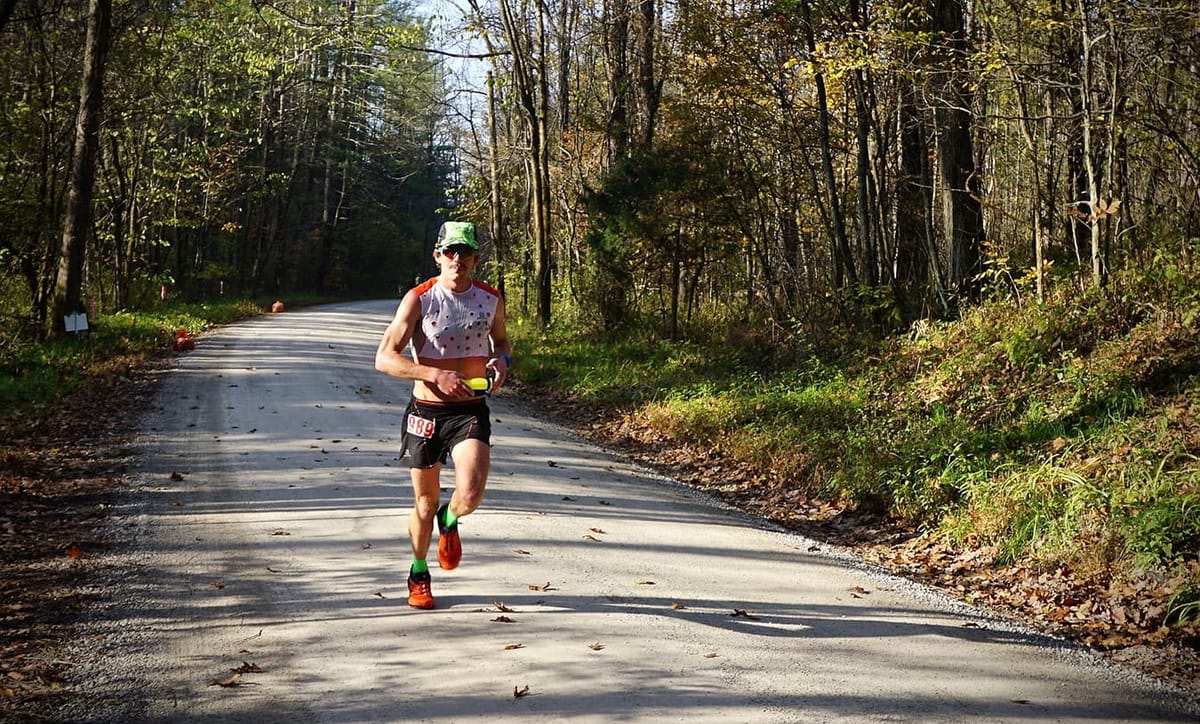 The Tecumseh Trail Marathon's overall men’s winner, Matt Flaherty of Bloomington, beat the course record by six seconds. | Ph