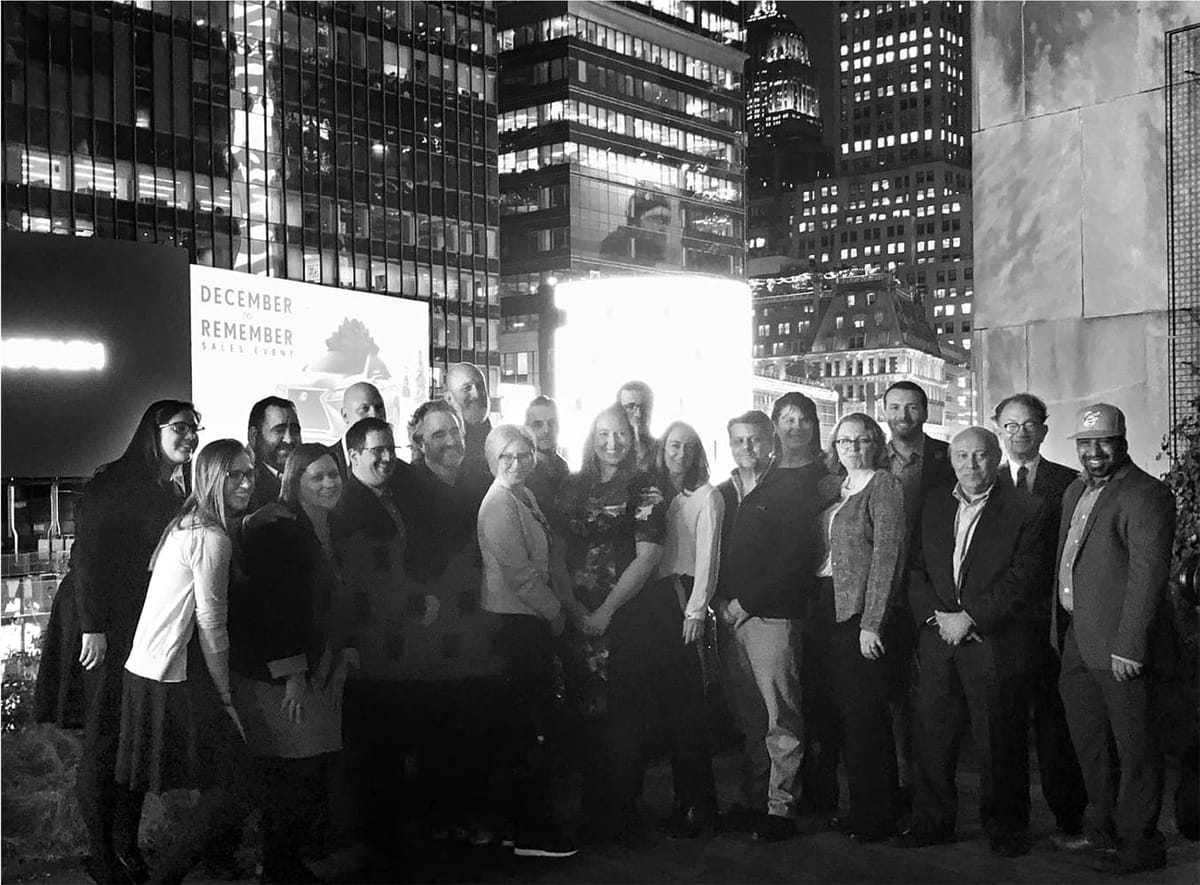 Gabe Gloden (fourth from the right), Managing Director of Cardinal Stage, traveled to New York to accept the National Theatre