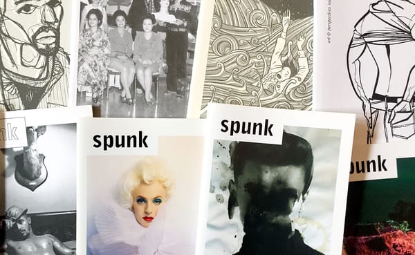 A selection of covers of Aaron Tilford's "Spunk" art magazine. Tilford wrote in the 10th issue that the intention has always