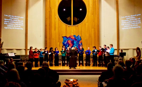 Voces Novae, pictured here giving a concert in February at Unitarian Universalist Church, is celebrating their 20th anniversa