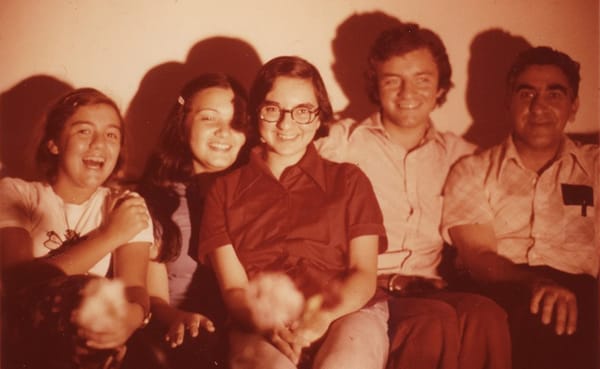 Zaineb Istrabadi (center), pictured here in Bloomington in 1974 with her father, Rasoul (right), and cousins, calls herself “