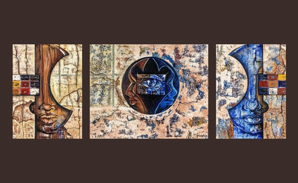 “Tactility,” a triptych by Rejon Taylor. Among the work of more than two dozen artists featured in the Regional Artist Exhibi