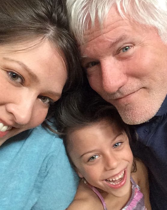 (clockwise from left) Kelley Benham French, Tom French, and Juniper. | Courtesy photo