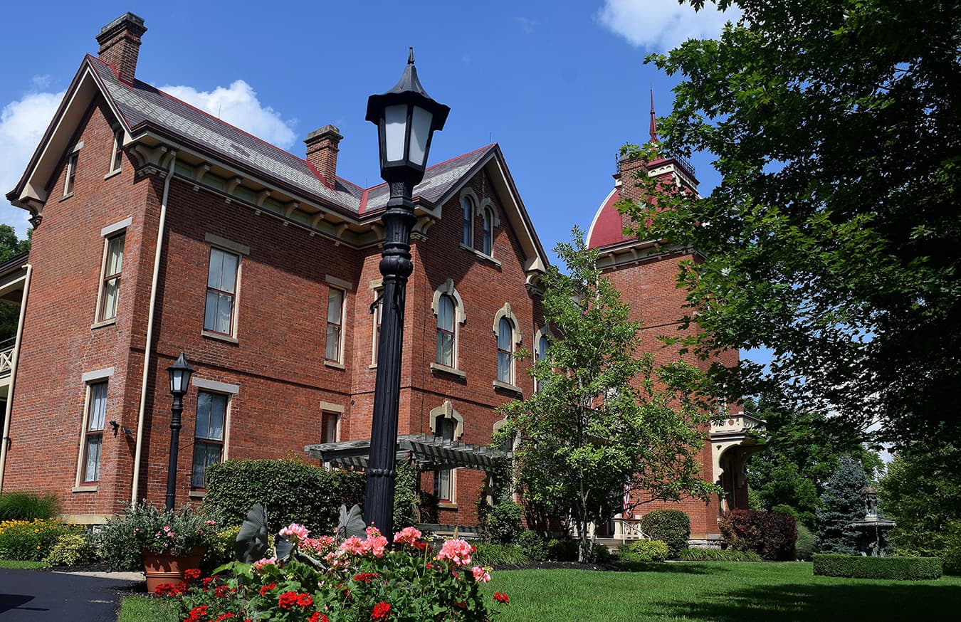 The historic Schenck Mansion B&B sits high on a hill overlooking Vevay and the river. | Photo by Michael Waterford