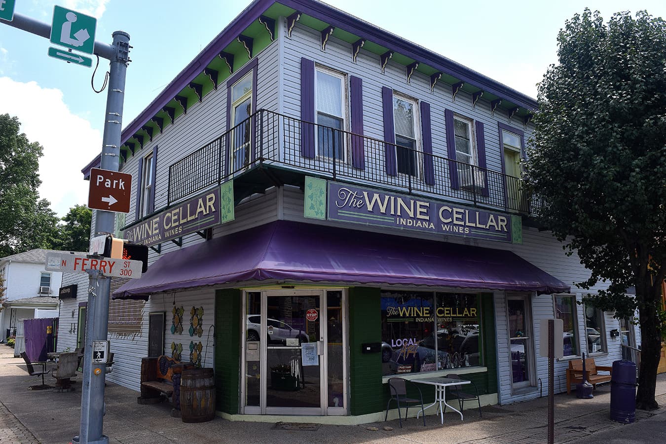 Located on the corner of the only stoplight in town, the Wine Cellar offers tasting and bottles of Indiana-made wines. | Photo by Michael Waterford