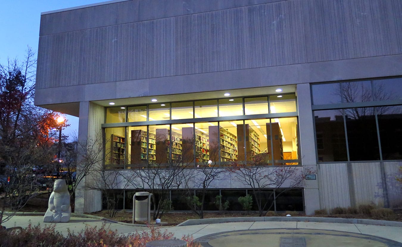 Looking through the windows of the Indiana Room at the Monroe County Public Library. | Photo by Dason Anderson