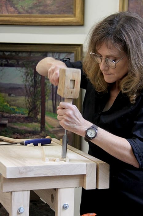 Nancy Hiller went from “cobbling together” scraps of wood in her dining room in England to owning a successful woodworking studio in Bloomington. She has also written several books about her craft, including her latest, "Making Things Work: Tales From a Cabinetmaker’s Life." | Photo by Jim Krause, <a href="http://ttop.com/" target="_blank">Tabletop Productions</a>