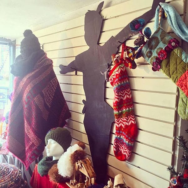 Peter Pan’s shadow has been spotted at local businesses around Bloomington, such as the one pictured here in the display window at Global Gifts on the downtown square.