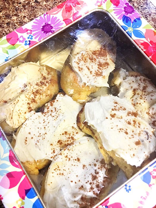 “Baking is an art that people consume,” home baker Elizabeth Bauder says. “It’s a creative outlet. It’s a way to love people.” Pictured here are her parade-worthy cinnamon rolls. | Photo by Ruthie Cohen