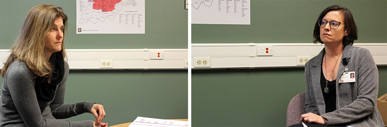 (left) Baynes says, despite knowing undetectable means you are untransmittable, many HIV-positive individuals are still apprehensive. (right) Emily Brinegar, prevention coordinator at Positive Link says, “When you’ve been conditioned to believe you’re a threat to others, it can be incredibly difficult to wrap your brain around the fact that if your viral load is undetectable, you’re not going to transmit HIV.” | Photos by Nicole McPheeters
