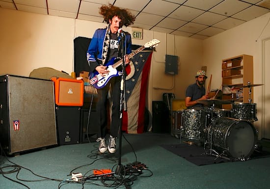 In 2006, Swearing at Motorists (Dave Doughman, guitar; Joseph Siwinski, drums), once called “The Two Man Who,” was one of the first bands to play at Landlocked. The band's records were released by Bloomington label Secretly Canadian. | Photo by Jeremy Hogan