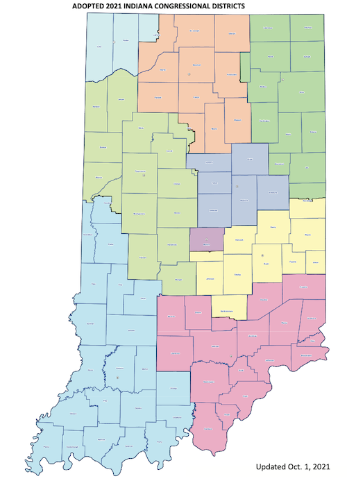 2022 Indiana Congressional Districts | Source: IndianaHouseRepublicans.com