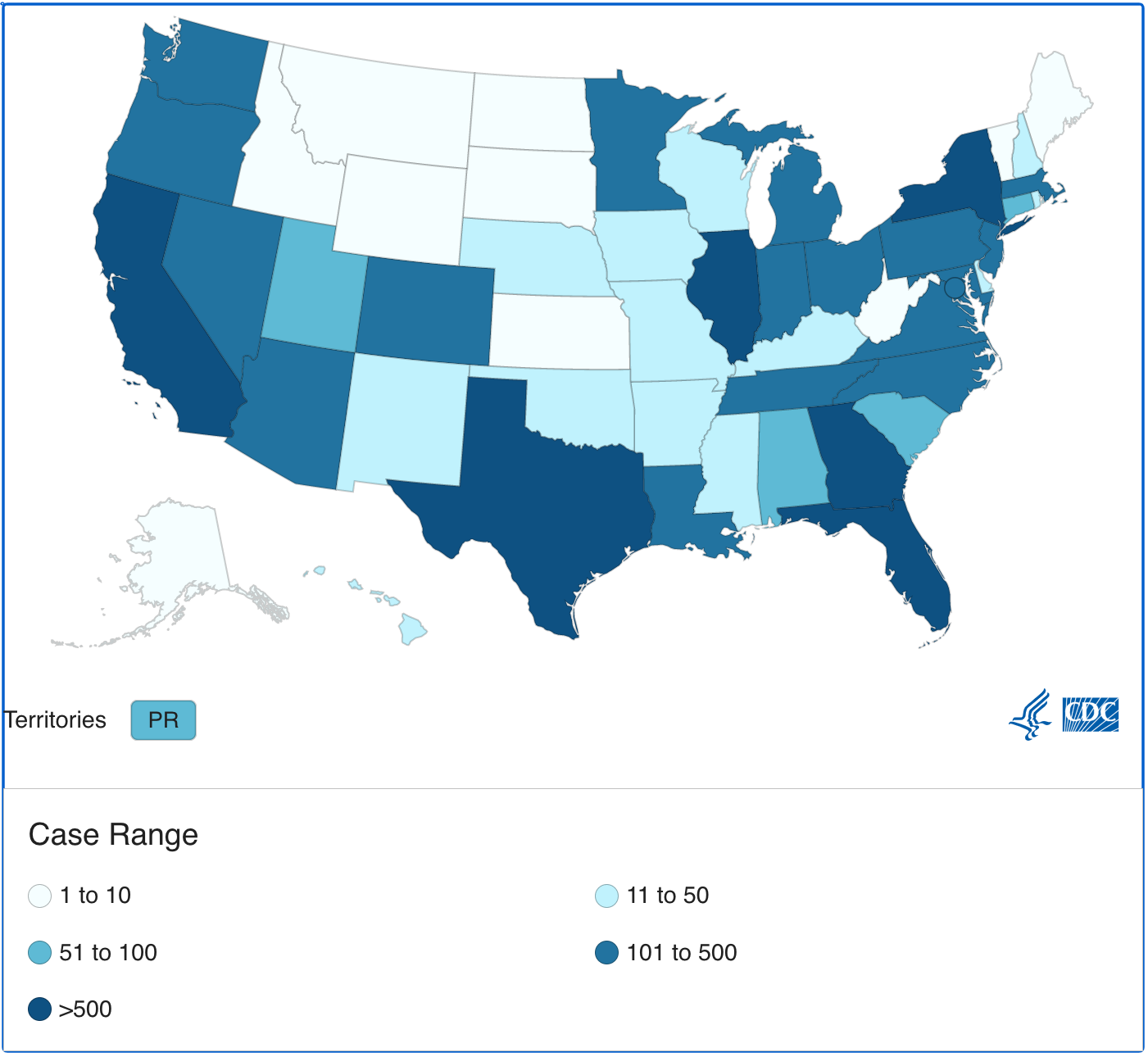 Case count by state, as of August 23, 2022 | Source: Centers for Disease Control and Prevention