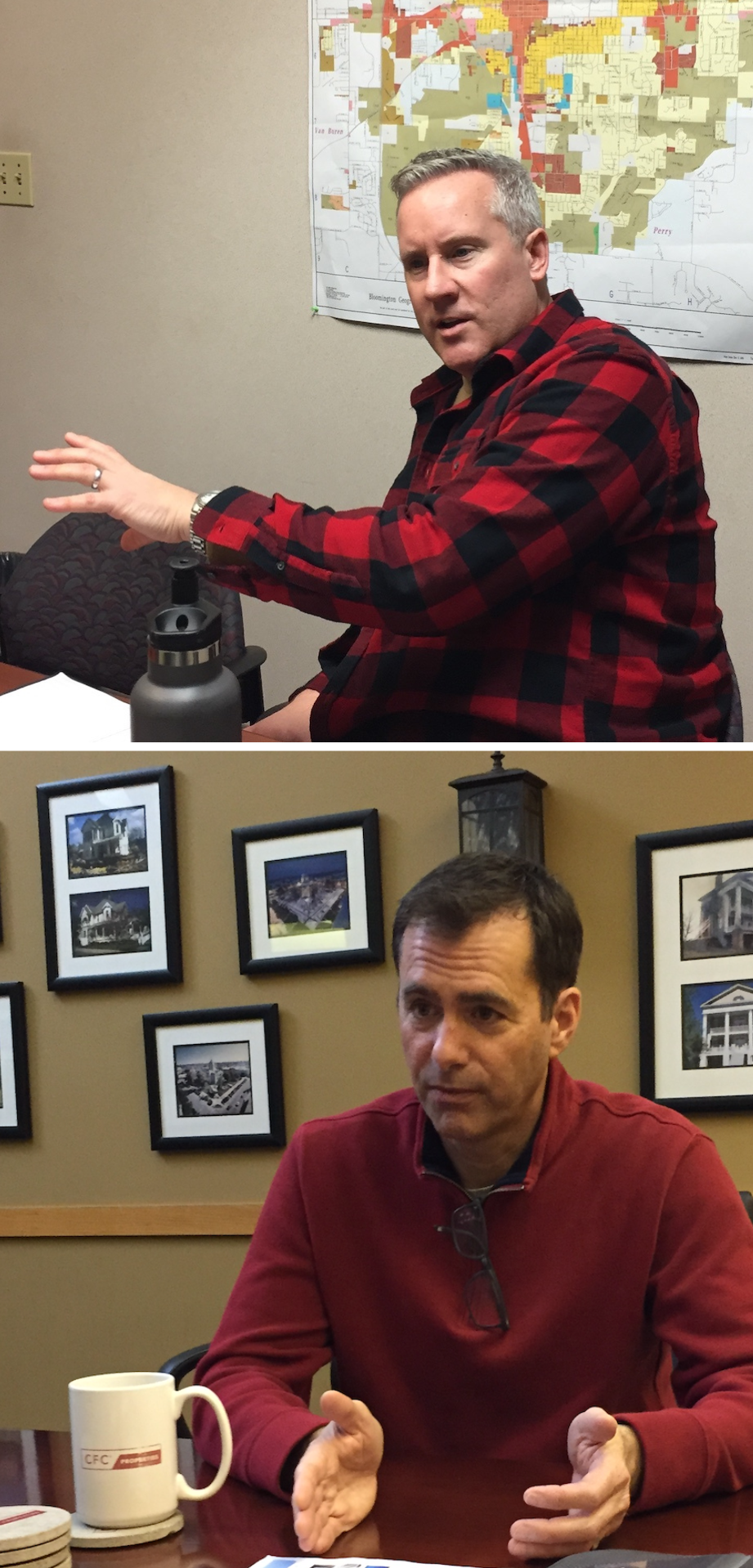 (top) John Zody, director of the city of Bloomington’s Housing and Neighborhood Development department. (bottom) Ron Walker, vice president of CFC Properties. | Limestone Post