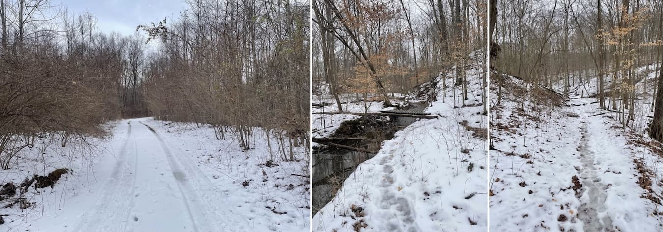 Running conditions can be different from one snowy trail to the next, which can, Stosberg says, make for “a rewarding experience, if dicey.”