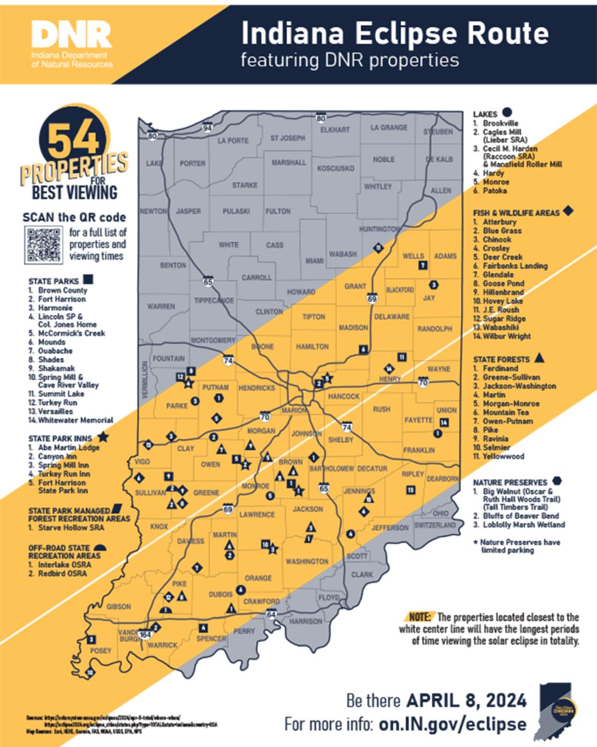 Lake Lemon is directly in the path of totality. Find the Indiana Eclipse Route at <a href="https://www.visitindiana.com/eclipse2024/best-places-in-indiana/" target="_blank">visitindiana.com/eclipse2024/</a>.
