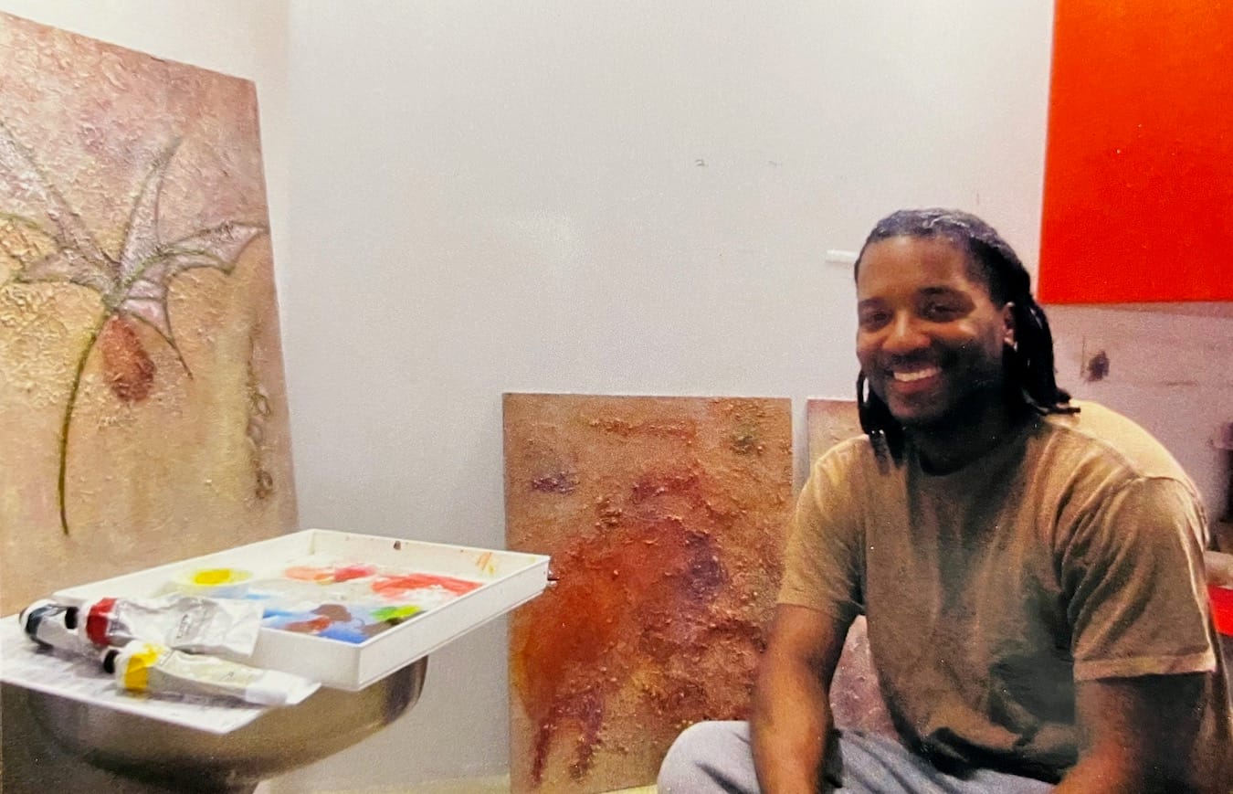 Rejon Taylor in his prison cell “studio.” | Courtesy photo