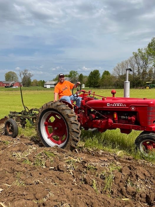 Dylan Chandler on a 1942 Farmall.