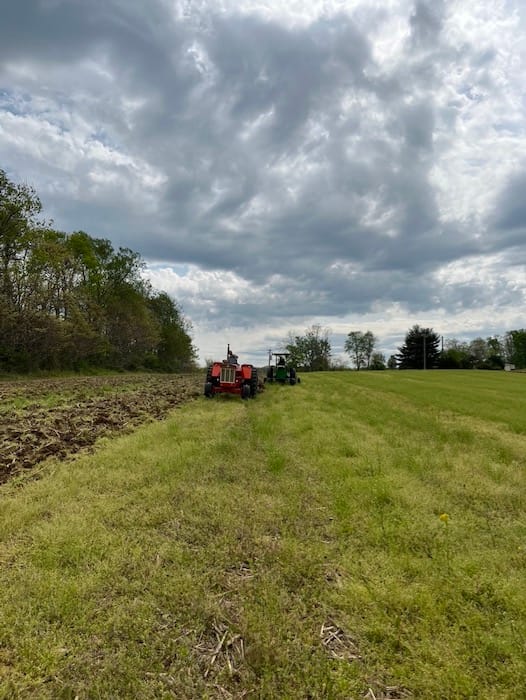 Zach Clark and his father Joel Clark plow in tandem during plow day.
