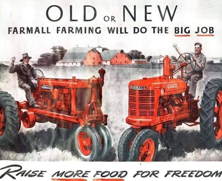 A 1942 wartime ad for Farmall tractors.